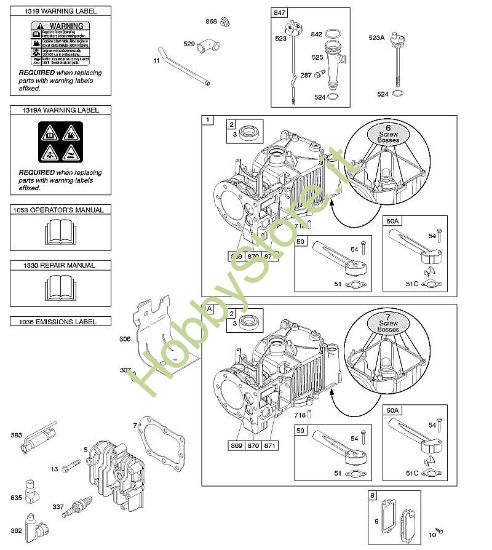 F - Cilindro, testata, lubrificazione, manuale per l'uso, etichetta di avvertenza B&S - 10 €¦ 10T802-0180-H1 brand Stihl